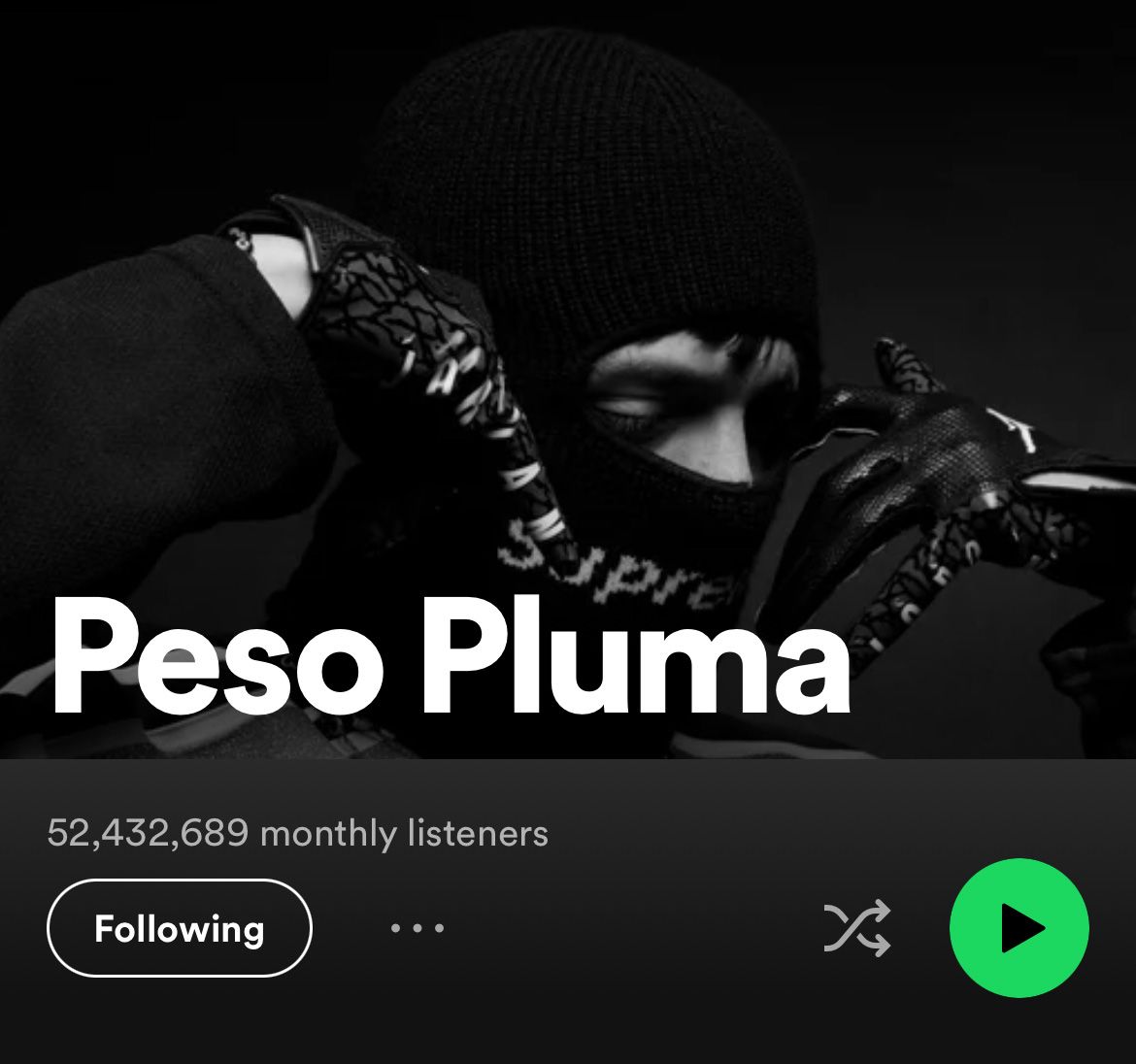 How did Peso Pluma grow to 50 million monthly listeners?